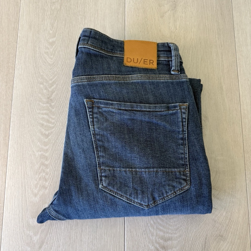 Duer Jeans Faded Whiskered Slim Stretch Fleece Lined Workwear Men's 30x32